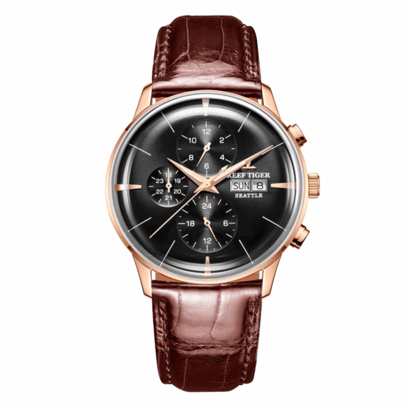 Reef Tiger Men's Luxury Automatic Mechanical Watch - Waterproof Sapphire Glass - Stainless Steel Band - Image 3