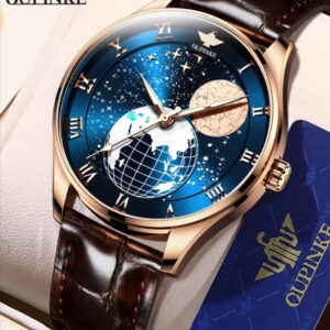 Swiss Opinko brand genuine men's automatic mechanical watch, men's moon phase starry sky movement men's watch