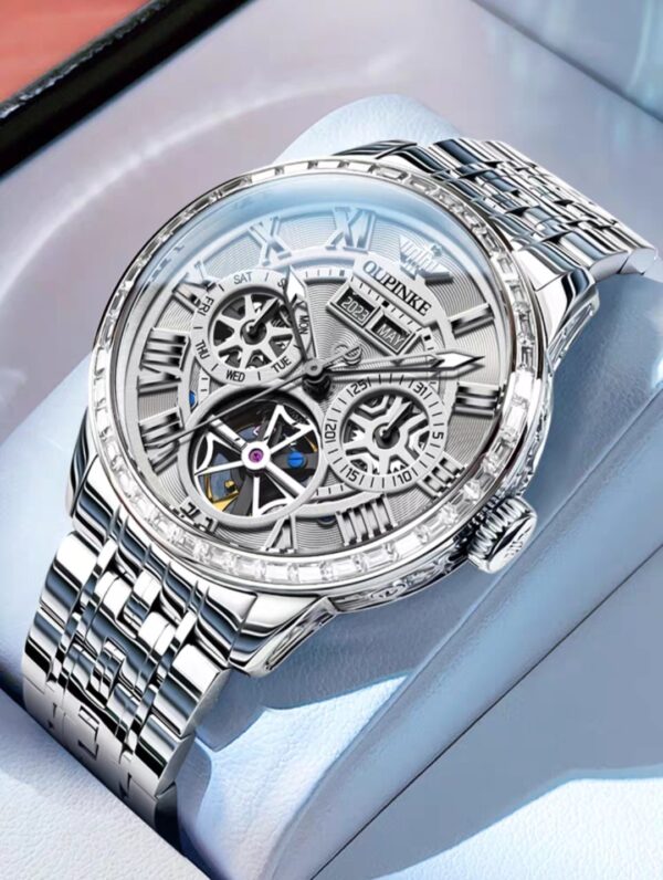 New Swiss Silver-Gray Automatic Mechanical Watch for Men | Genuine Luxury Timepiece | Top 10 Branded Mens Watches Collection