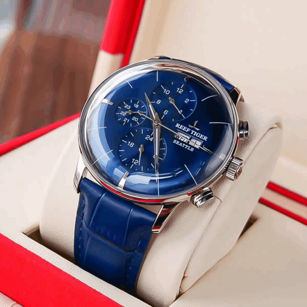 Reef Tiger Men's Luxury Automatic Mechanical Watch - Waterproof Sapphire Glass - Stainless Steel Band - Image 6